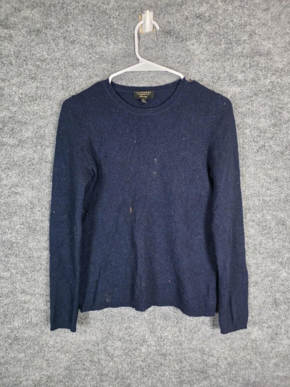 Charter Club Sweater Womens Small Blue Cashmere Crewneck Damaged Stains Pilling